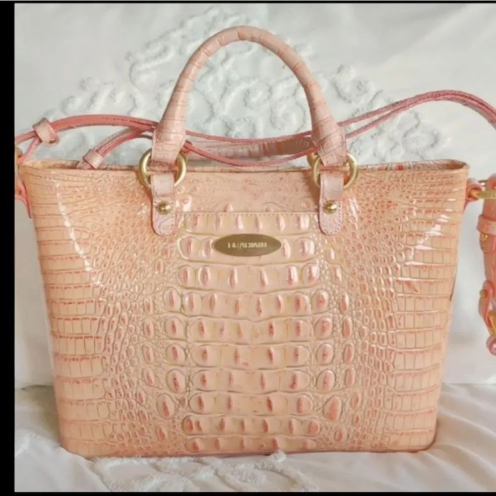Brahman Arlo Melbourne Peachy Pink Genuine Leather Embossed Crocadile Handbag
